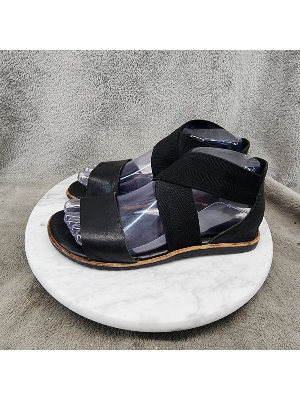 Sorel Shoes Womens Size 6.5 Ella Black Leather Sandals *Read*